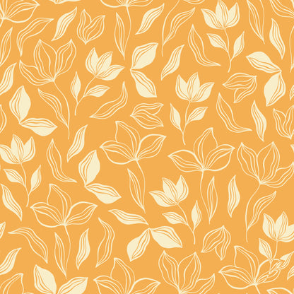 Orange Outline Flower Leaves Vinyl Furniture Wrap