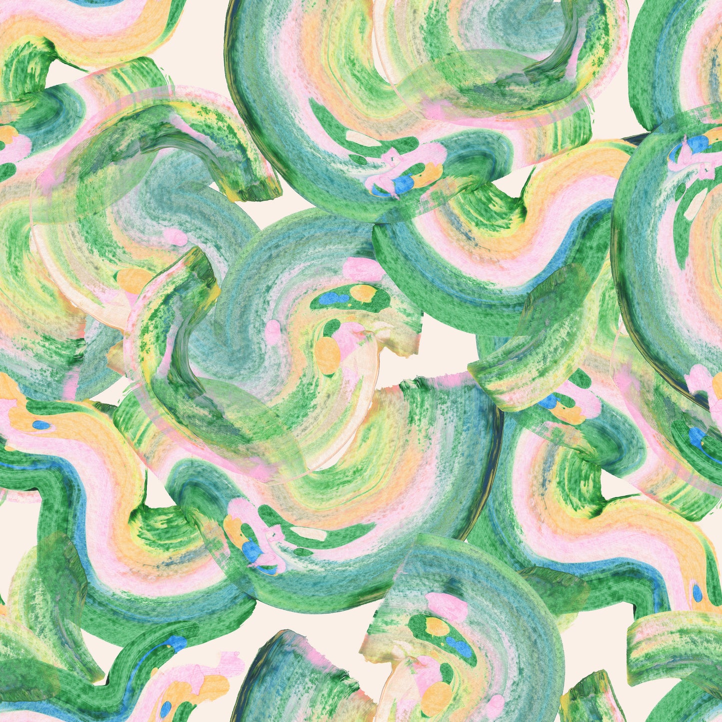 Green Watercolour Brush Swirls Self Adhesive Vinyl