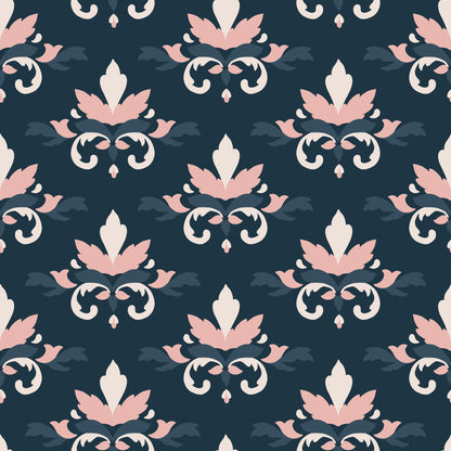 Navy Leaf Floral Pink Pattern Self Adhesive Vinyl