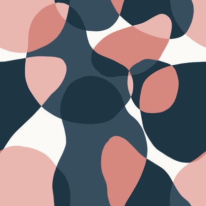 Abstract Navy White Pink Blobs Self Adhesive Vinyl