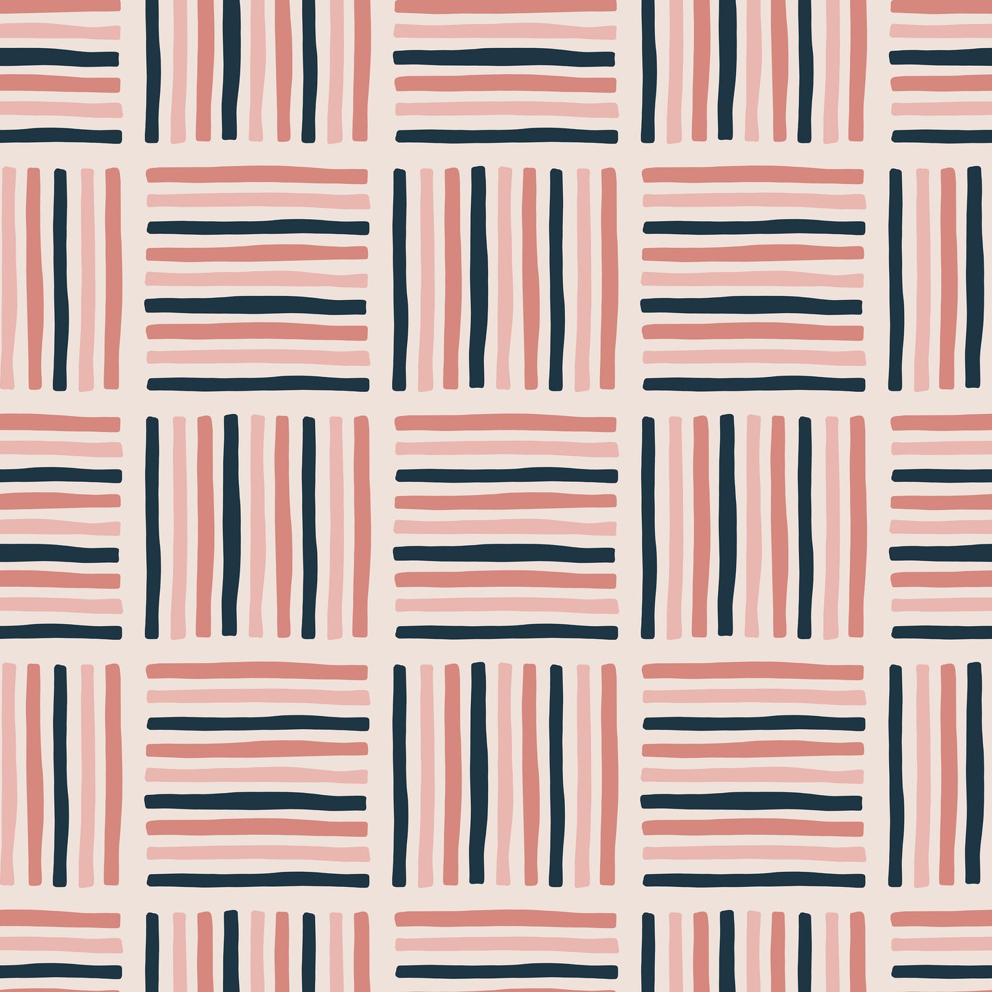 Blush Pink & Navy Stripes Lines Self Adhesive Vinyl