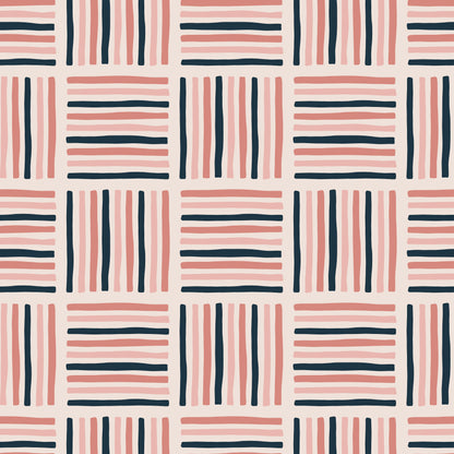 Blush Pink & Navy Stripes Lines Self Adhesive Vinyl