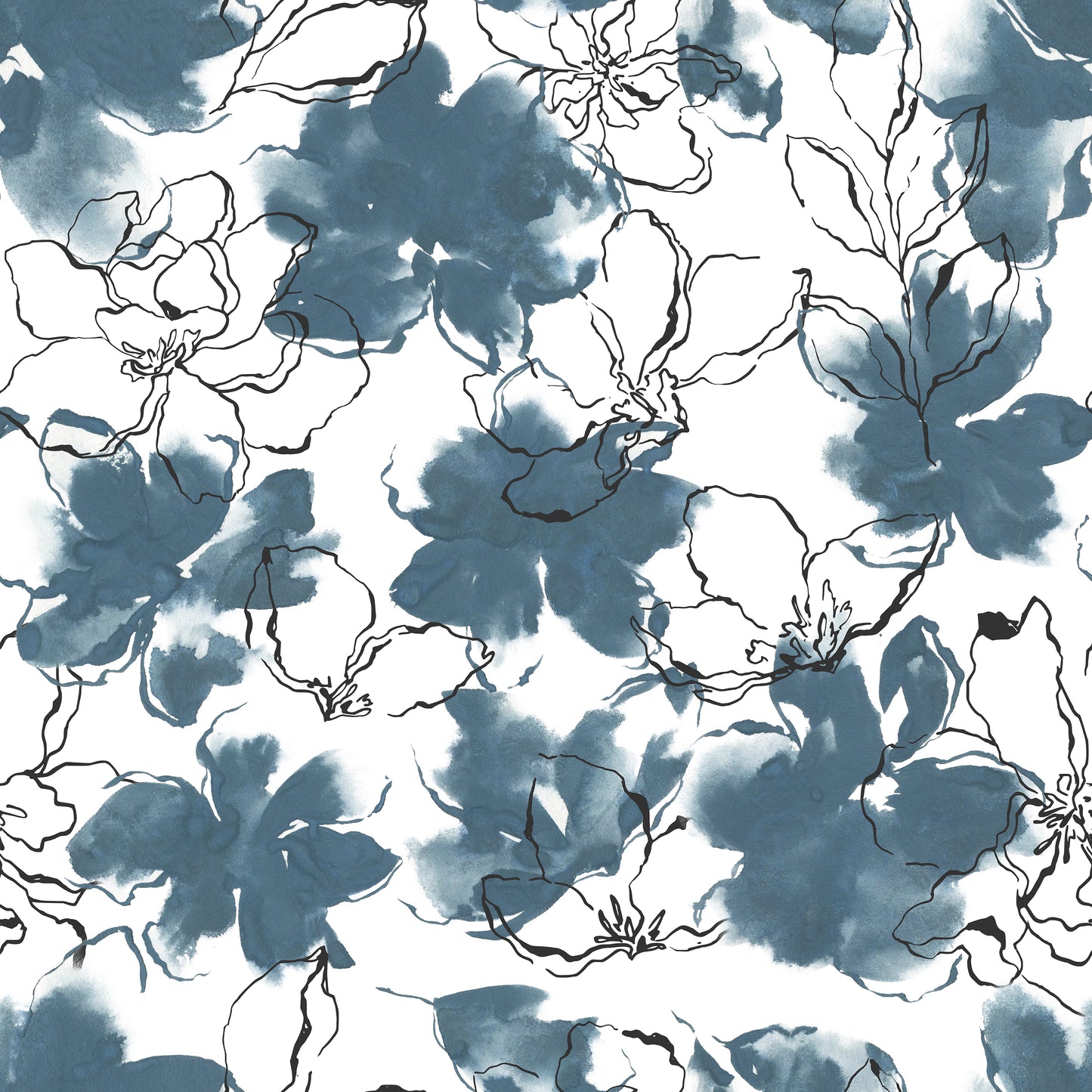 Teal Grey Floral Pattern Self Adhesive Vinyl