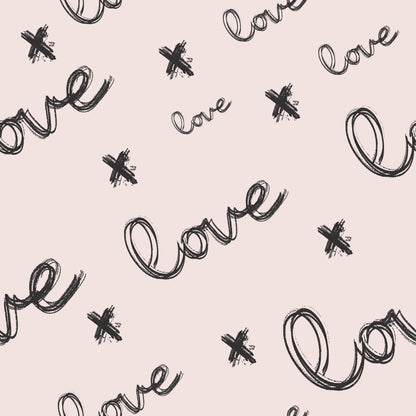 Baby Pink & Black Love Script Self Adhesive Vinyl