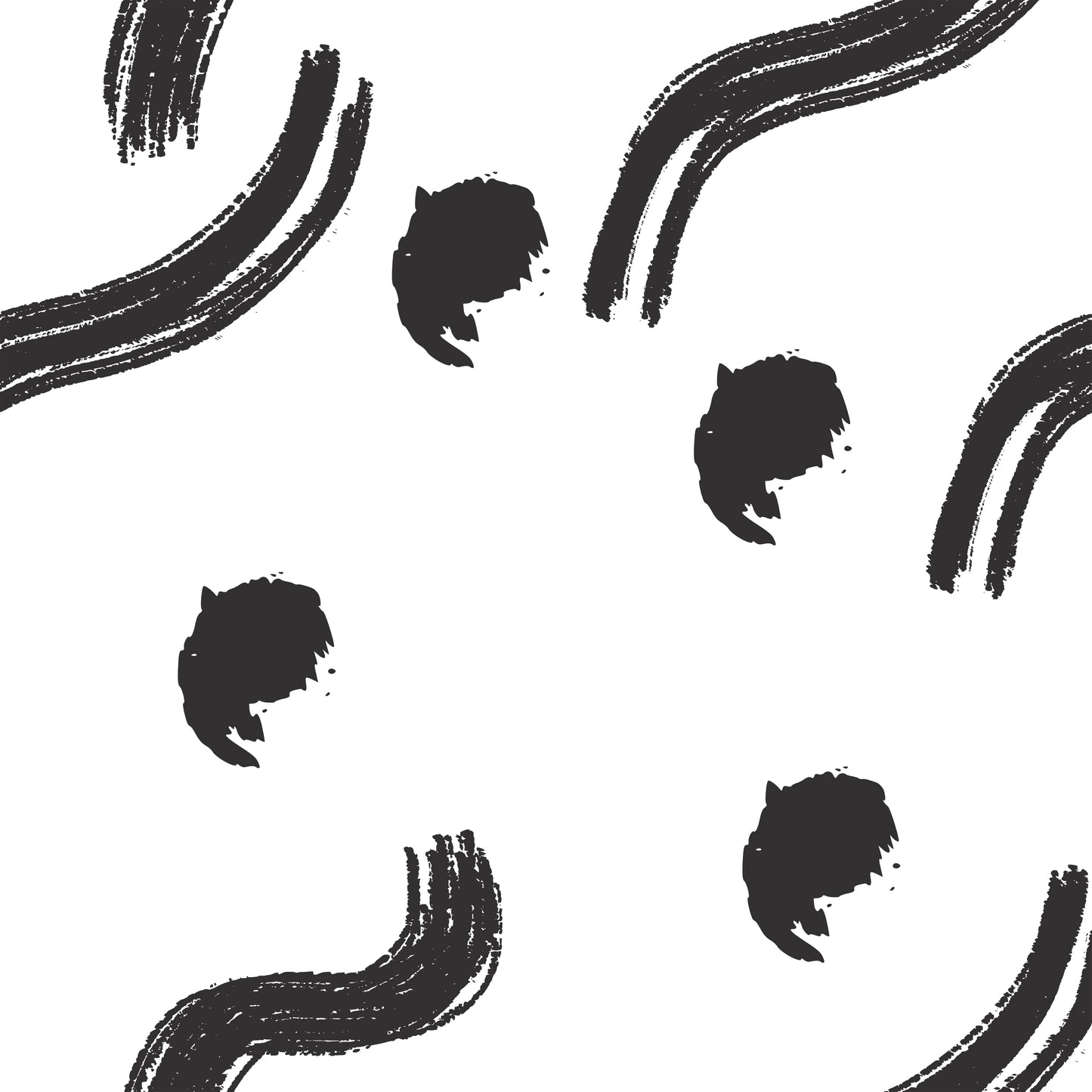 Black & White Brush Stroke Wiggles Dots Self Adhesive Vinyl