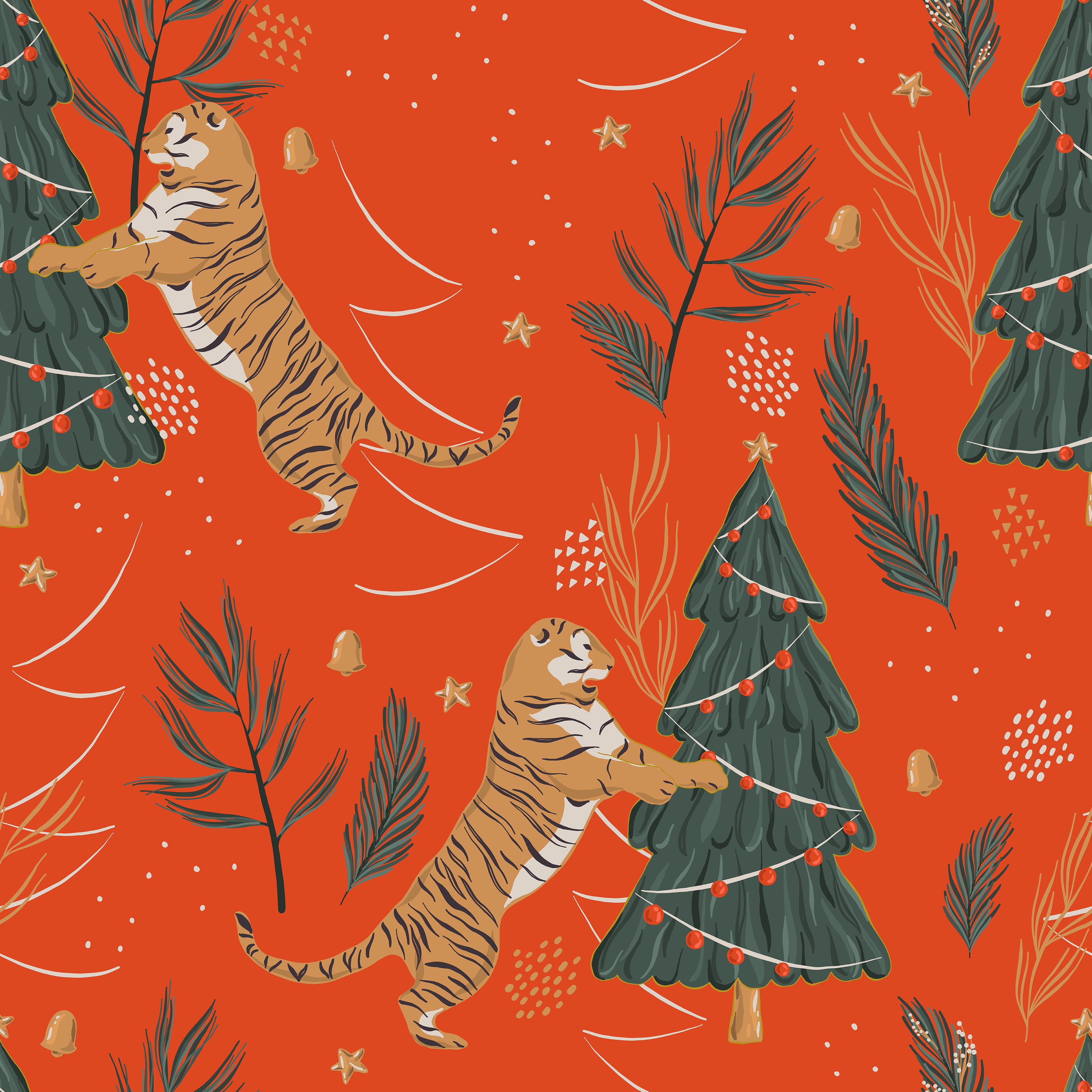 Tiger Christmas Trees Self Adhesive Vinyl