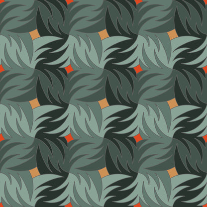 Green Bushy Waves Vinyl Furniture Sticker