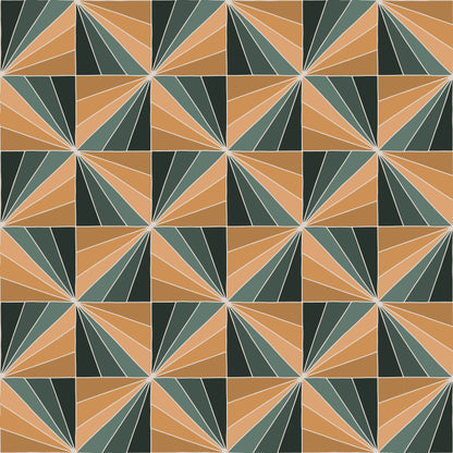 Art Deco Brown/Green Diamond Squares Vinyl Furniture Wrap