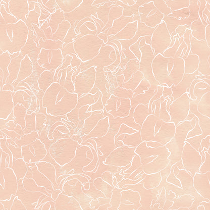 Peach Flower Outlines Vinyl Furniture Sticker