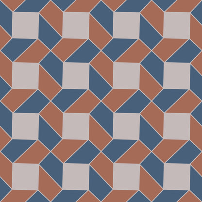 Brown/Blue Chain Tile Pattern Self Adhesive Vinyl