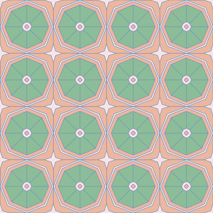 Orange/Green Octagon Kaleidoscope Vinyl Furniture Wrap