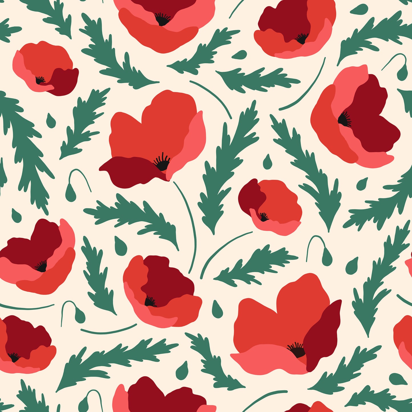 Red Poppy Flowers Self Adhesive Vinyl
