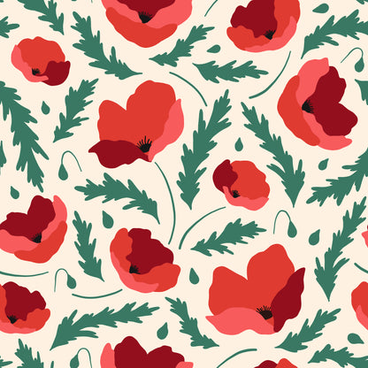 Red Poppy Flowers Self Adhesive Vinyl