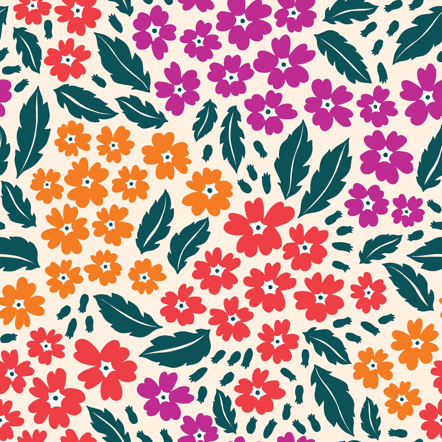 Mini Ditsy Red Orange Red Flowers Self Adhesive Vinyl