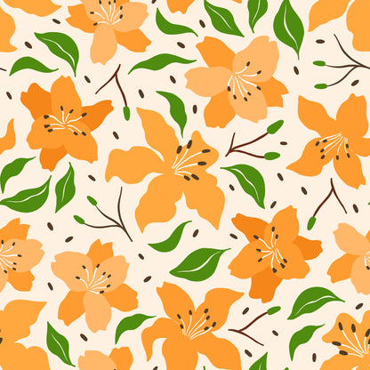 Orange Clematis Flowers Vinyl Furniture Wrap