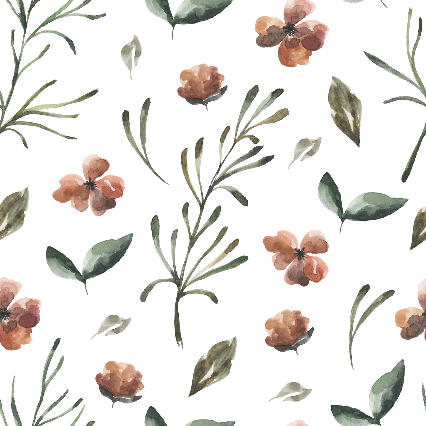 Mini Brown Flowers & Foliage Vinyl Furniture Wrap