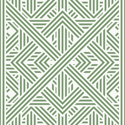 Art Deco Green Stripe Pattern Self Adhesive Vinyl