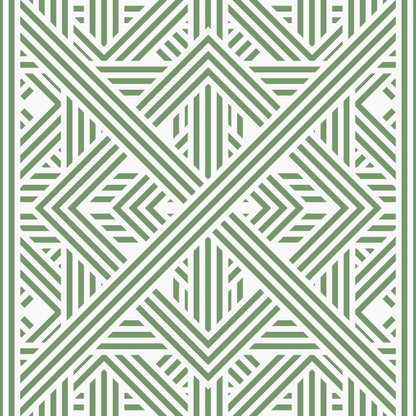 Art Deco Green Stripe Pattern Self Adhesive Vinyl