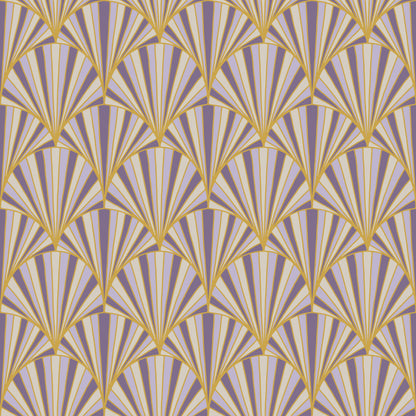 Fanned Grey & Yellow Art Deco Design Self Adhesive Vinyl
