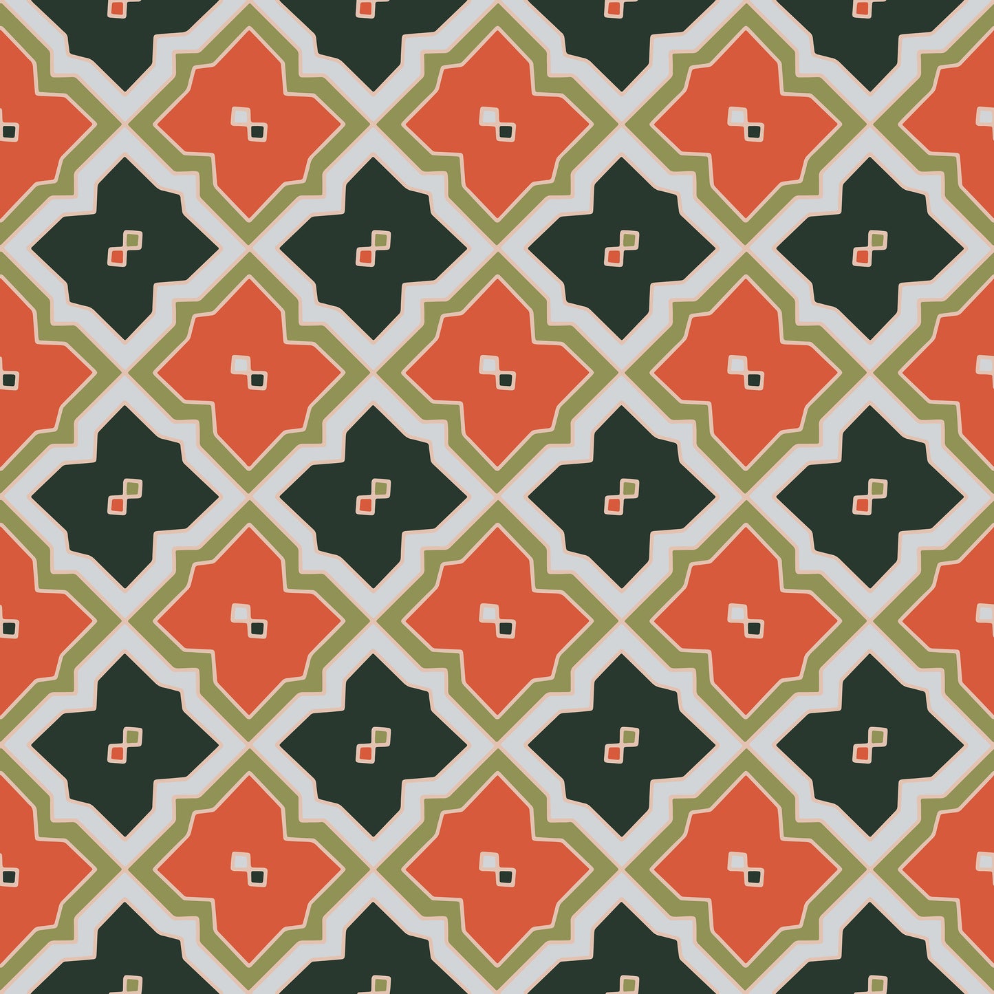 Forest Green & Orange Geometric Tiles Vinyl Furniture Wrap