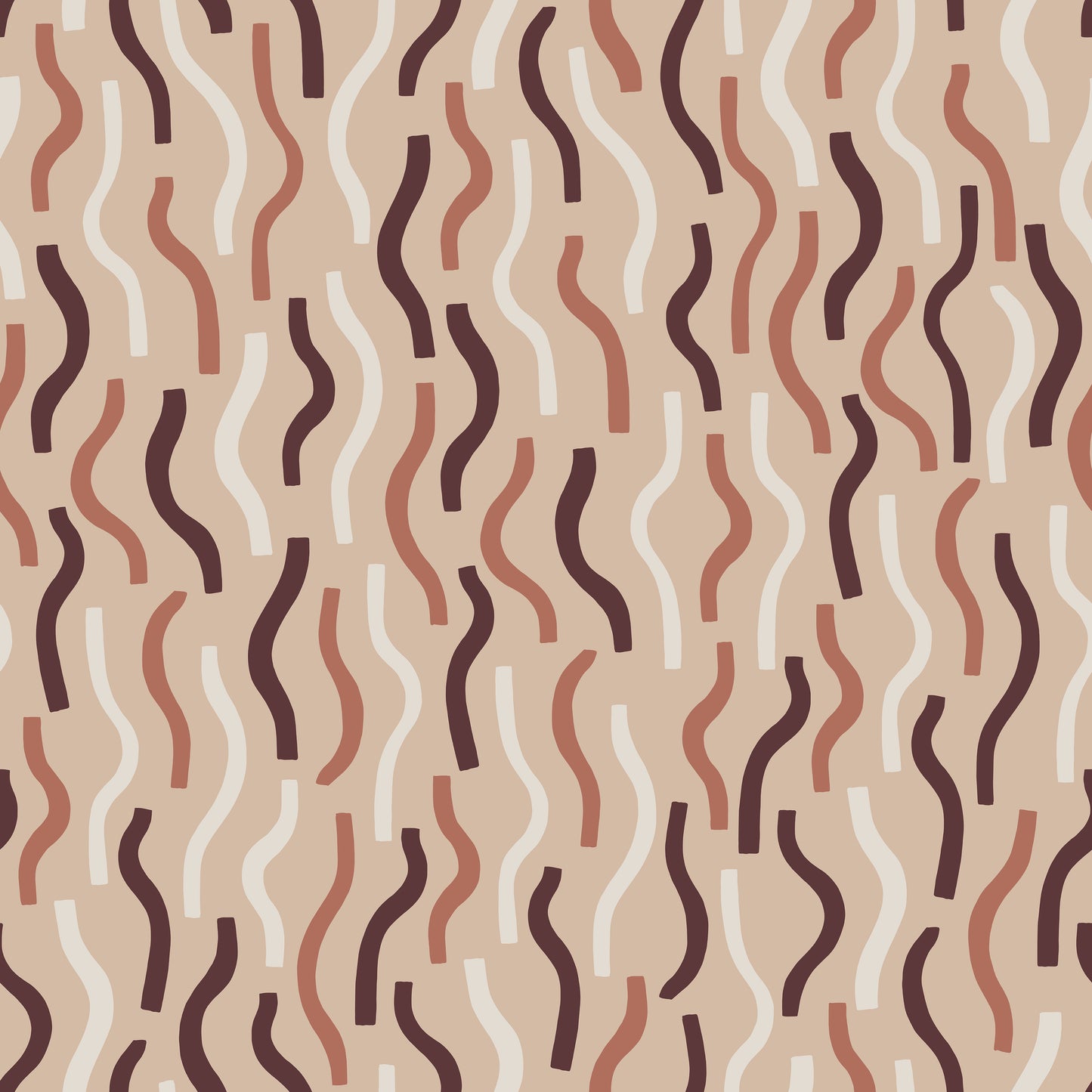 Brown Beige Wiggly Dashes Self Adhesive Vinyl