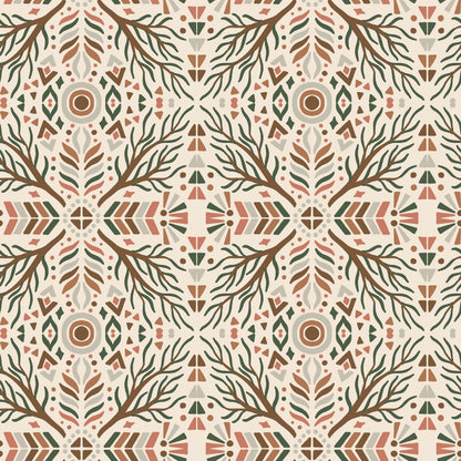 Beige Branch Tile Kaleidoscope Vinyl Furniture Sticker