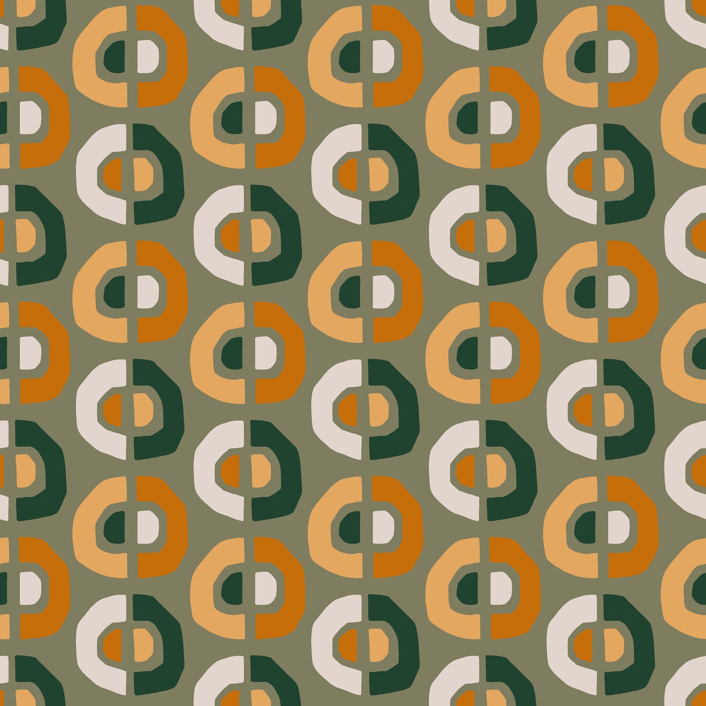 Geometric Orange & Green Semi Circles Self Adhesive Vinyl
