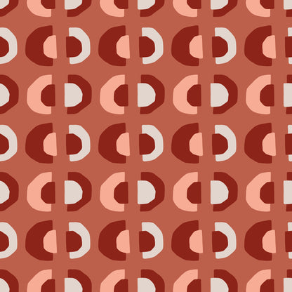 Geometric Blush Red Semi Circles Self Adhesive Vinyl
