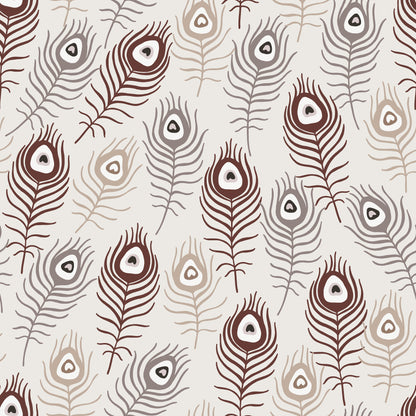 Taupe Peacock Feathers Self Adhesive Vinyl