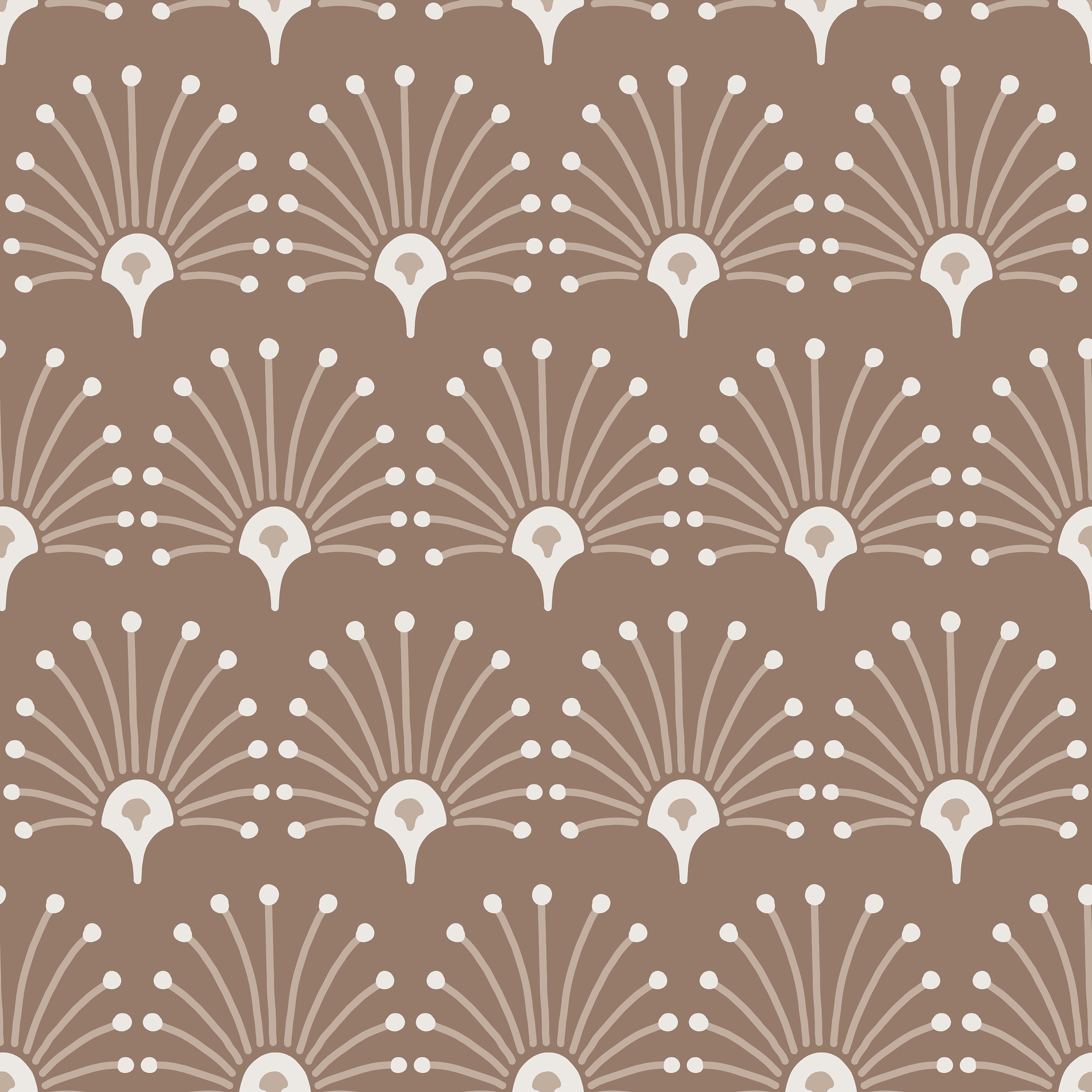 Taupe Peacock Fans Self Adhesive Vinyl