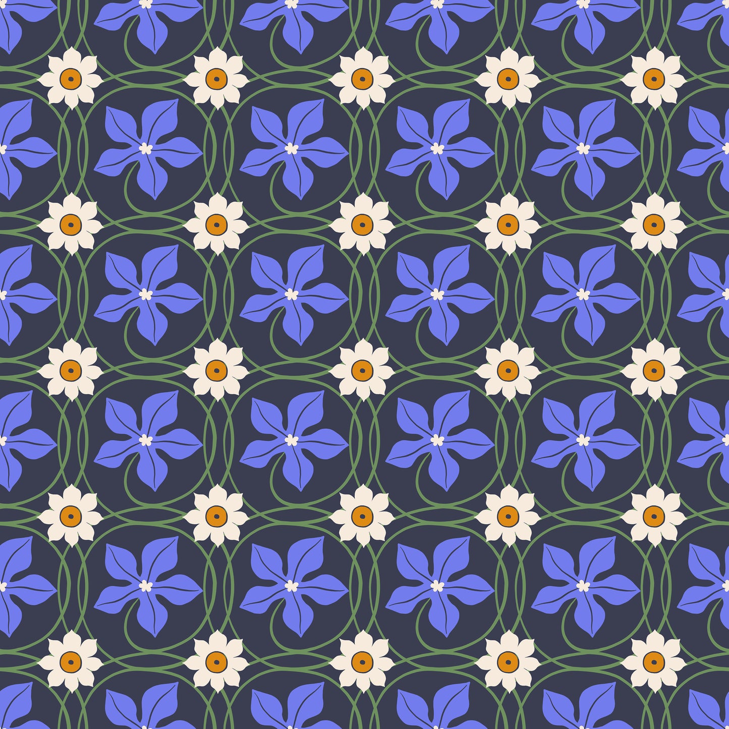 Blue Flower Daisy Vinyl Furniture Sticker