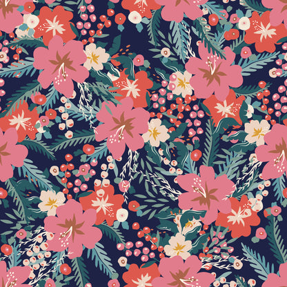 Vibrant Pink/Navy Floral Berries Display Vinyl Furniture Wrap
