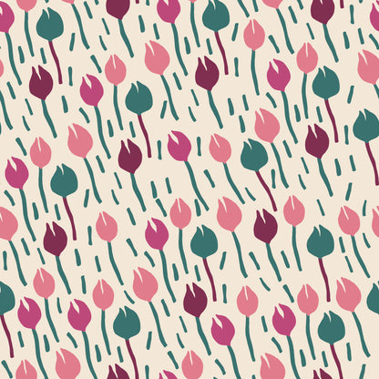 Teal/Pink Tulip Stems Self Adhesive Vinyl