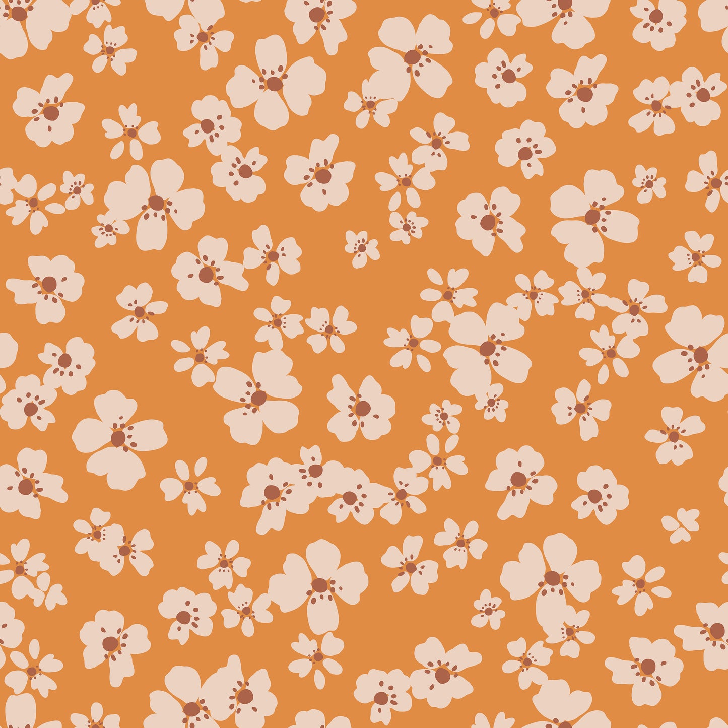 Orange/White  Mini Flower Petals Self Adhesive Vinyl