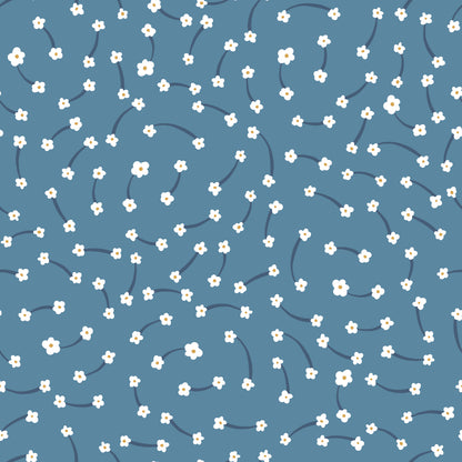 Denim  Blue Micro Flower Wisps Self Adhesive Vinyl