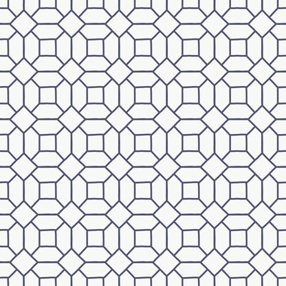 White & Blue Geometric Tile Pattern Self Adhesive Vinyl