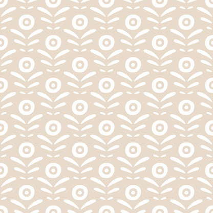 Stone Beige White Plant Shoots Self Adhesive Vinyl