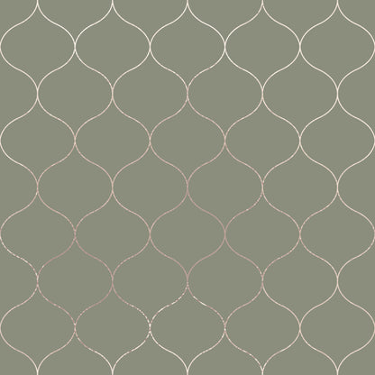 Khaki Green Fine Line Bauble Pattern Lines Self Adhesive Vinyl