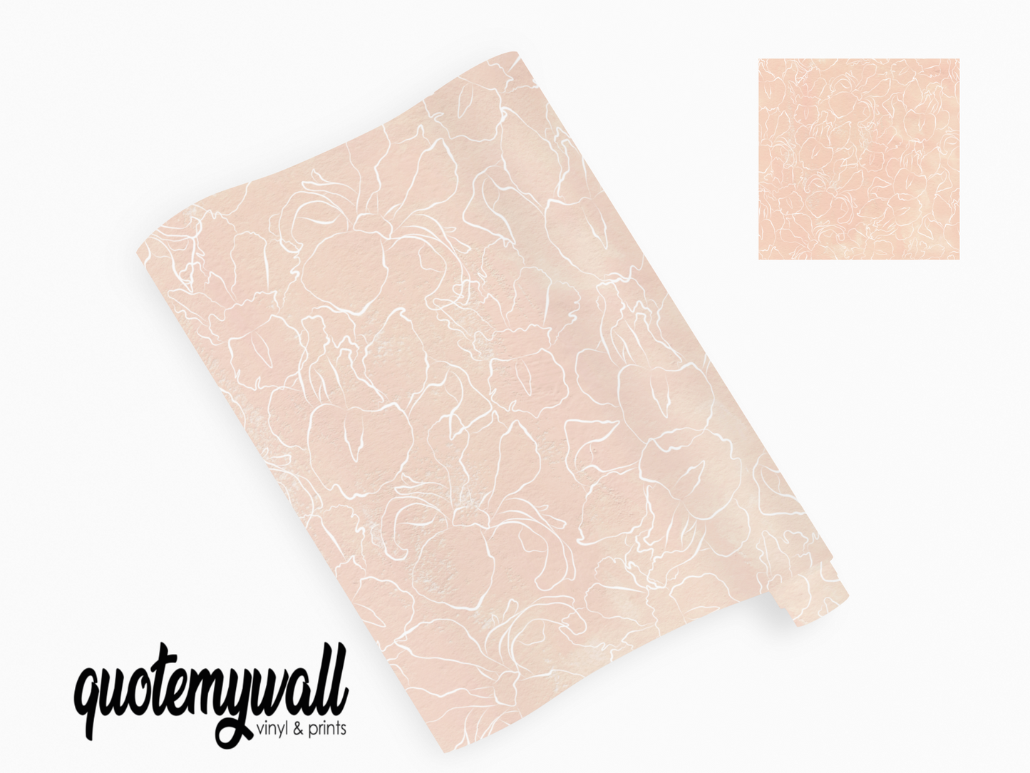 Peach Flower Outlines Vinyl Furniture Sticker