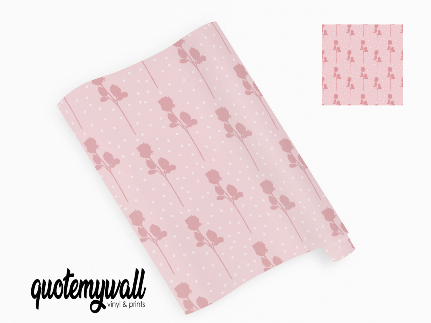 Pastel Pink Rose Buds Self Adhesive Vinyl