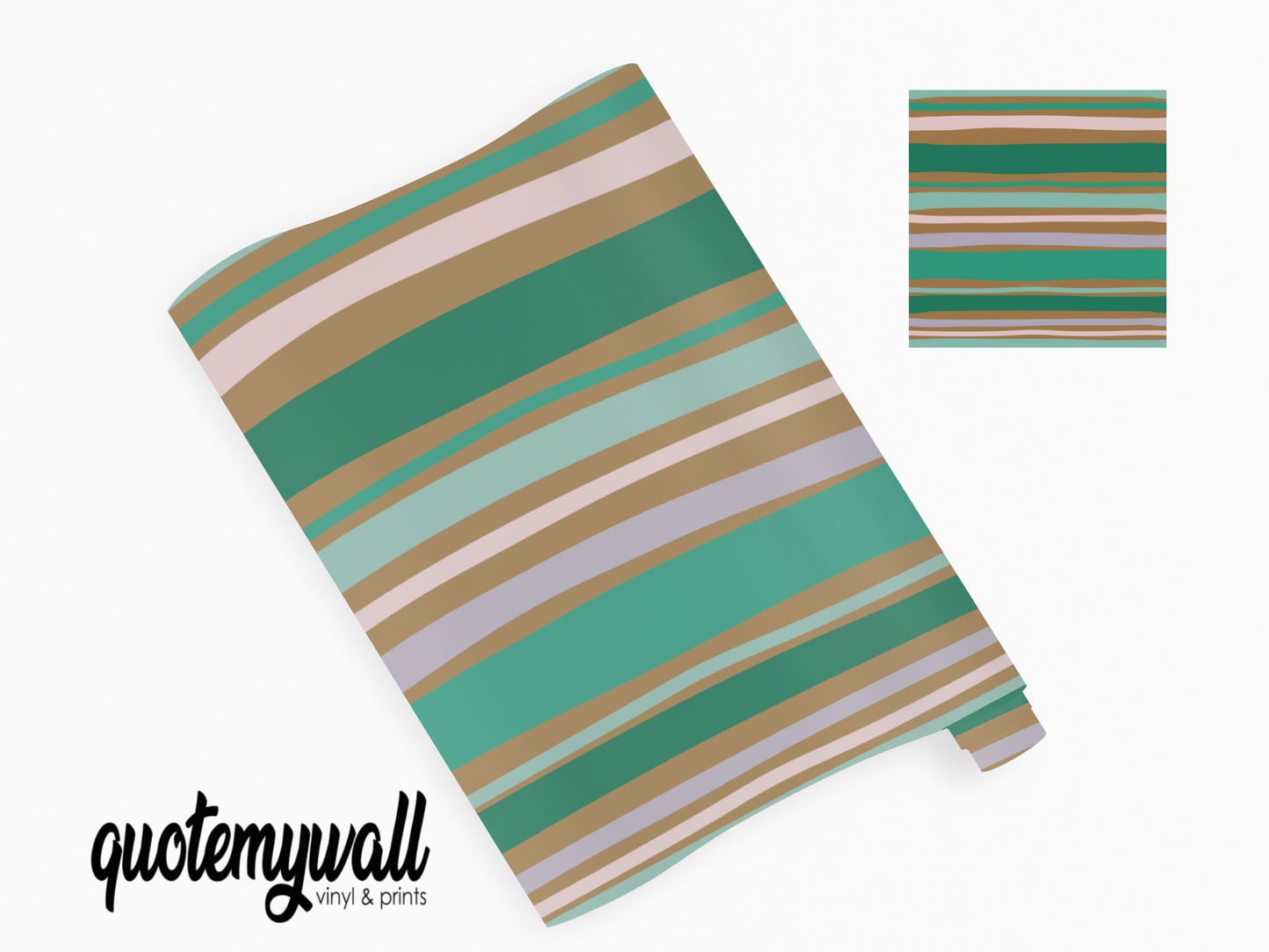 Green Brown Stripes Self Adhesive Vinyl