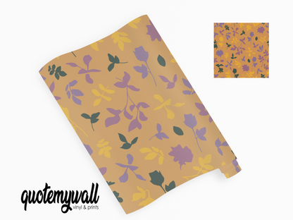 Mustard Yellow & Purple Leaves Self Adhesive Vinyl