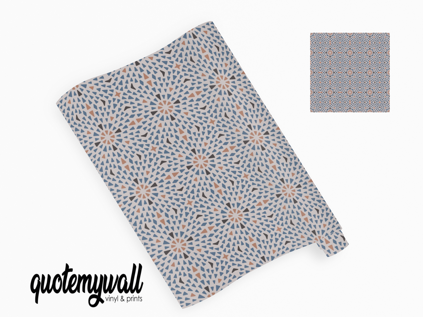 Micro Blue/Beige Mosaic Self Adhesive Vinyl