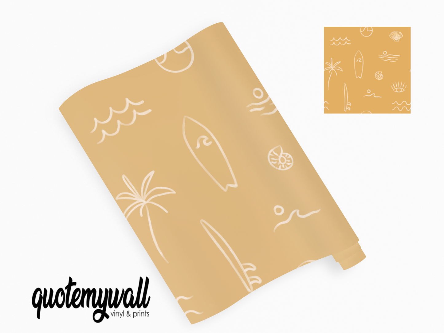 Yellow Surfer Palm Tree Self Adhesive Wrap