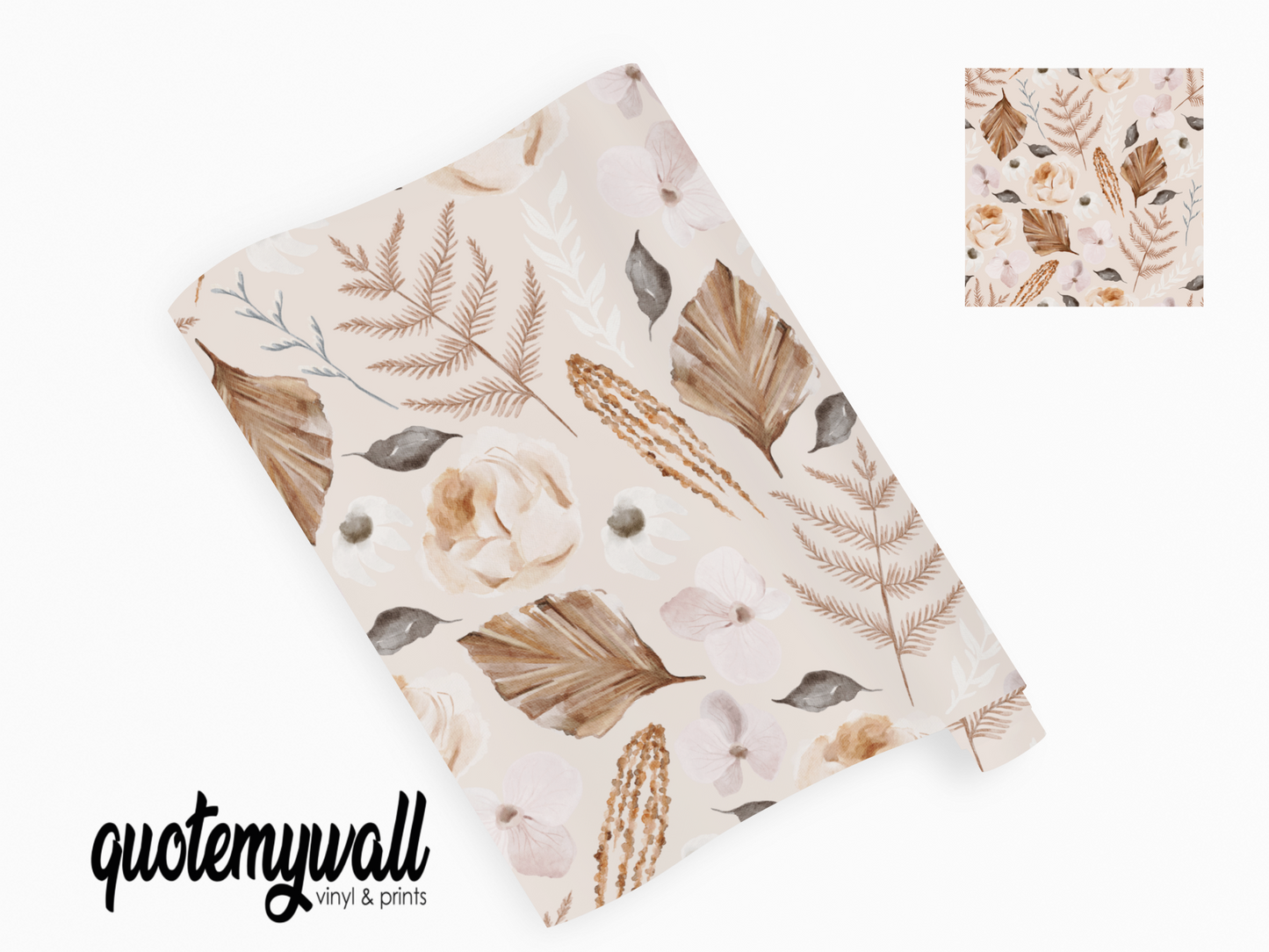 Cream Autumn Leaves Self Adhesive Vinyl