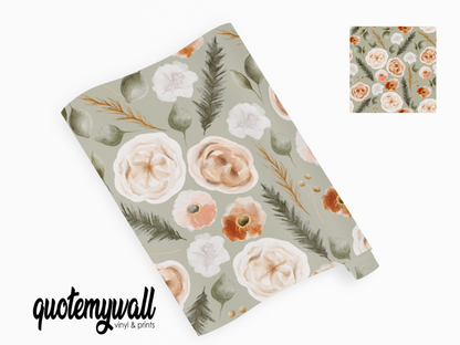 Sage Floral Blooms Vinyl Furniture Wrap