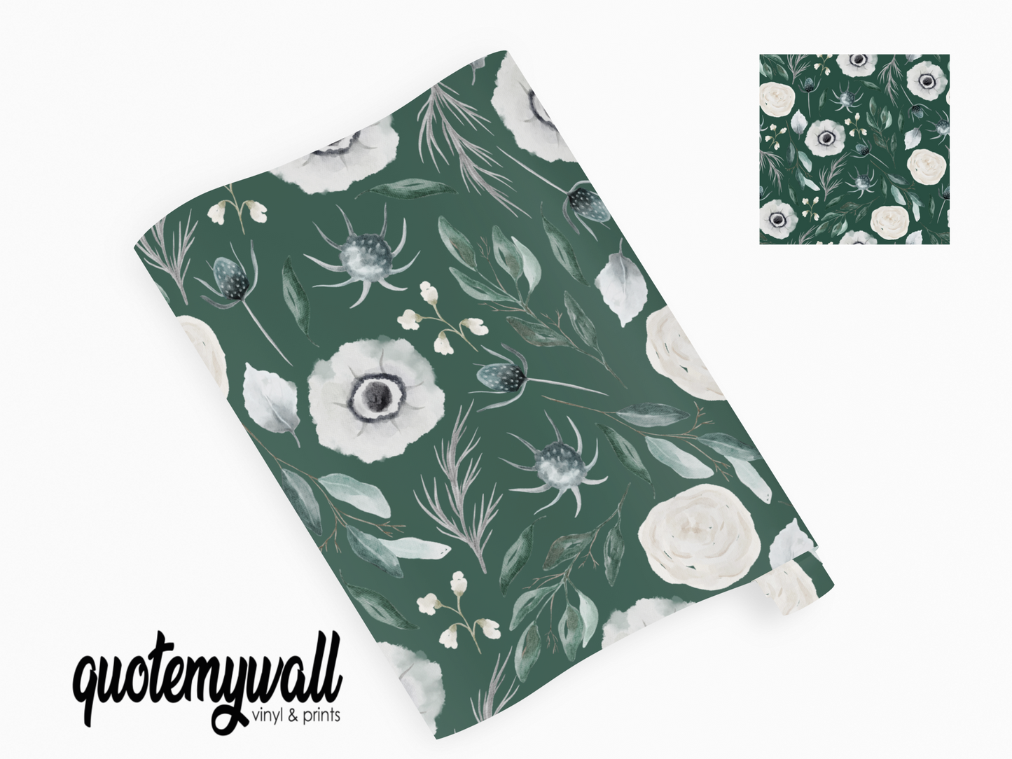 Green & Cream Blossom Self Adhesive Vinyl