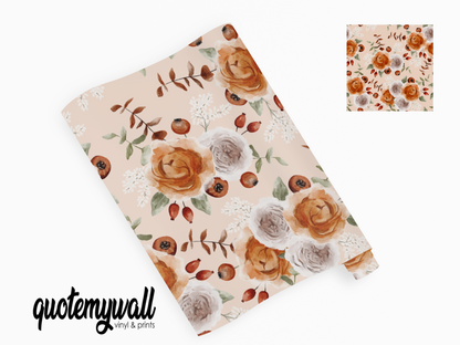 Peach Roses Poppy Seed Self Adhesive Vinyl