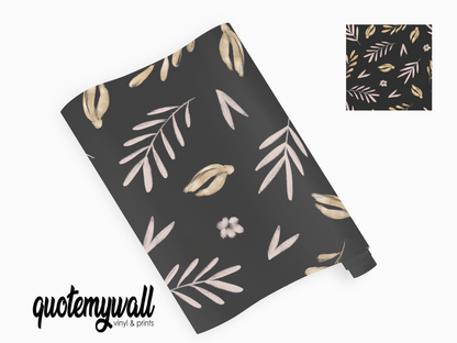 Grey Dusty Pink Petal Leaves Self Adhesive Vinyl