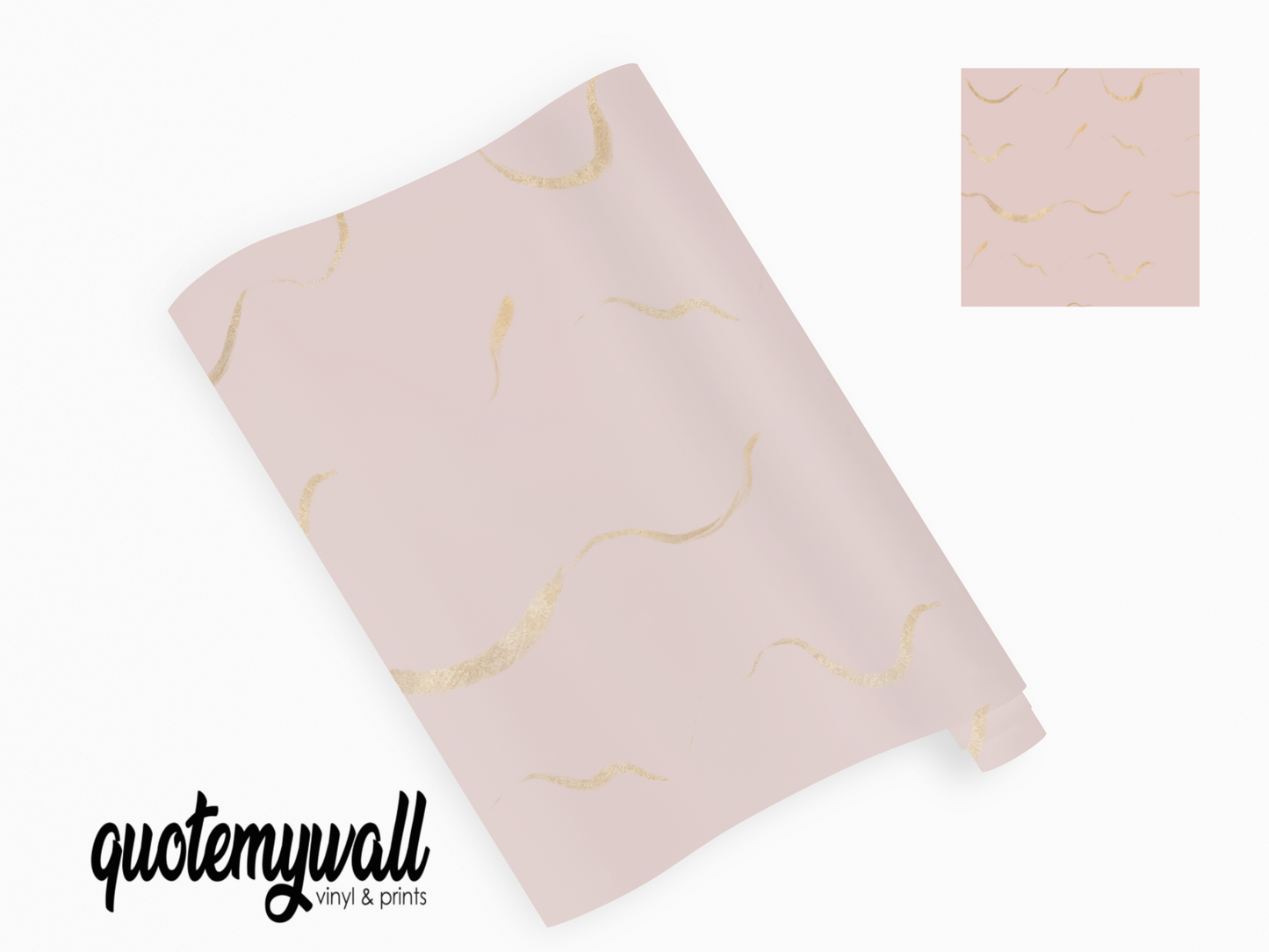 Pale Pink With Gold Squiggles Self Adhesive Vinyl